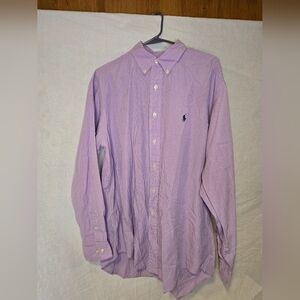 Ralph Lauren 100% Cotton Yarmouth Purple Herringbone Pony Button Down Shirt 16